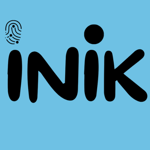 logo de la marque : " Inik" avec une empreinte en guise de point du premier i.