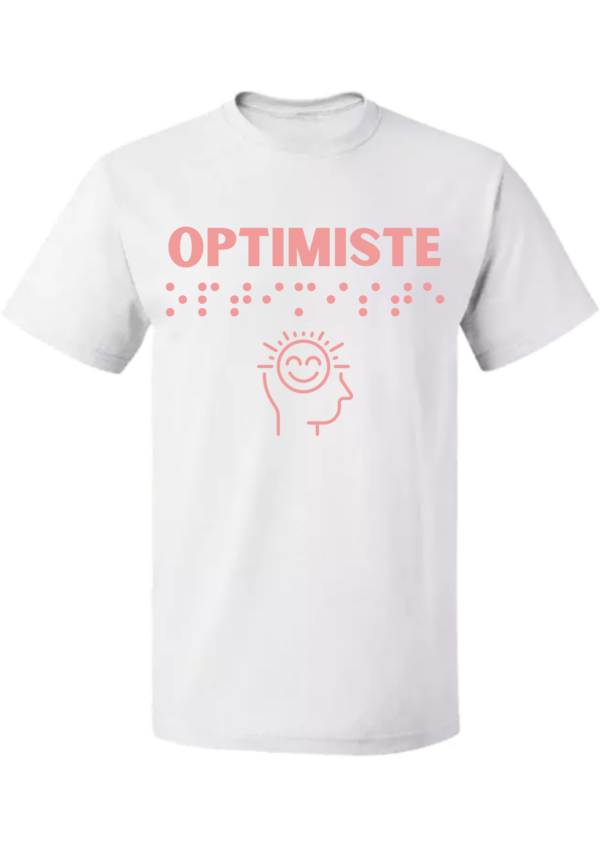 T-shirt femme - Inscription en braille Optimiste - Col avec description tactile – Image 3