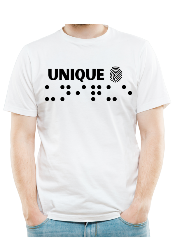 T-shirt homme - Inscription en braille Unique - Col avec description tactile – Image 2