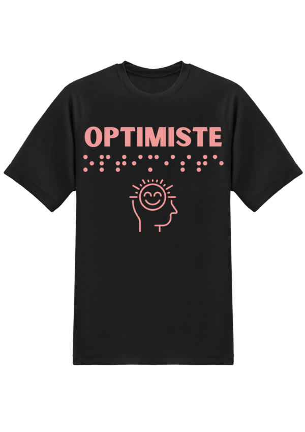 T-shirt femme - Inscription en braille Optimiste - Col avec description tactile – Image 4